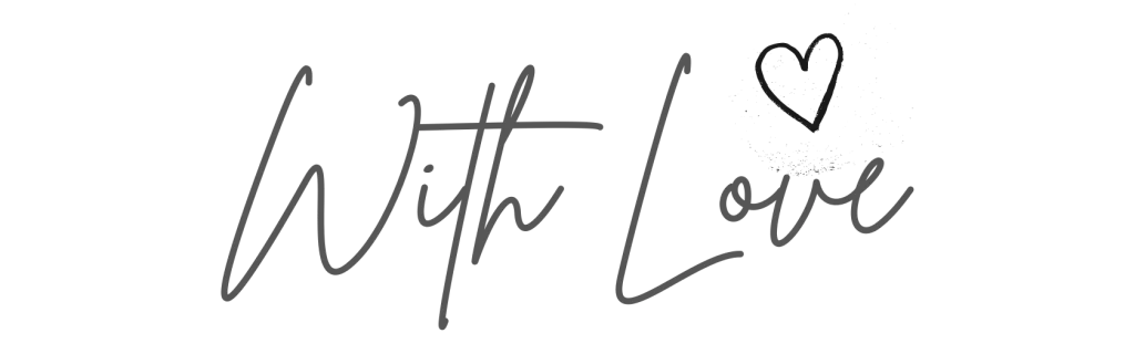 With Love handwriting signature heart black pen
